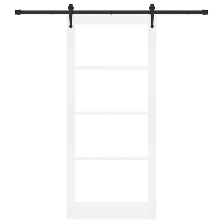Skydedør Hvid og sort 93 x 211 cm Massivt fyrretræ og glas