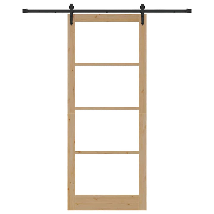 Skydedør Naturlig og sort 93 x 232 cm Massivt fyrretræ og glas