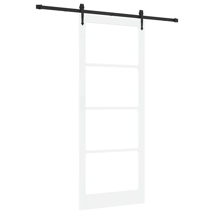 Skydedør Hvid og sort 93 x 232 cm Massivt fyrretræ og glas