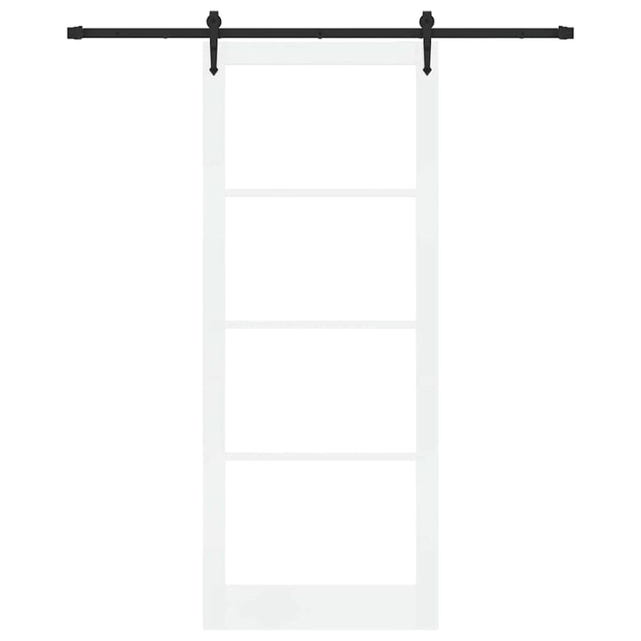 Skydedør Hvid og sort 93 x 232 cm Massivt fyrretræ og glas
