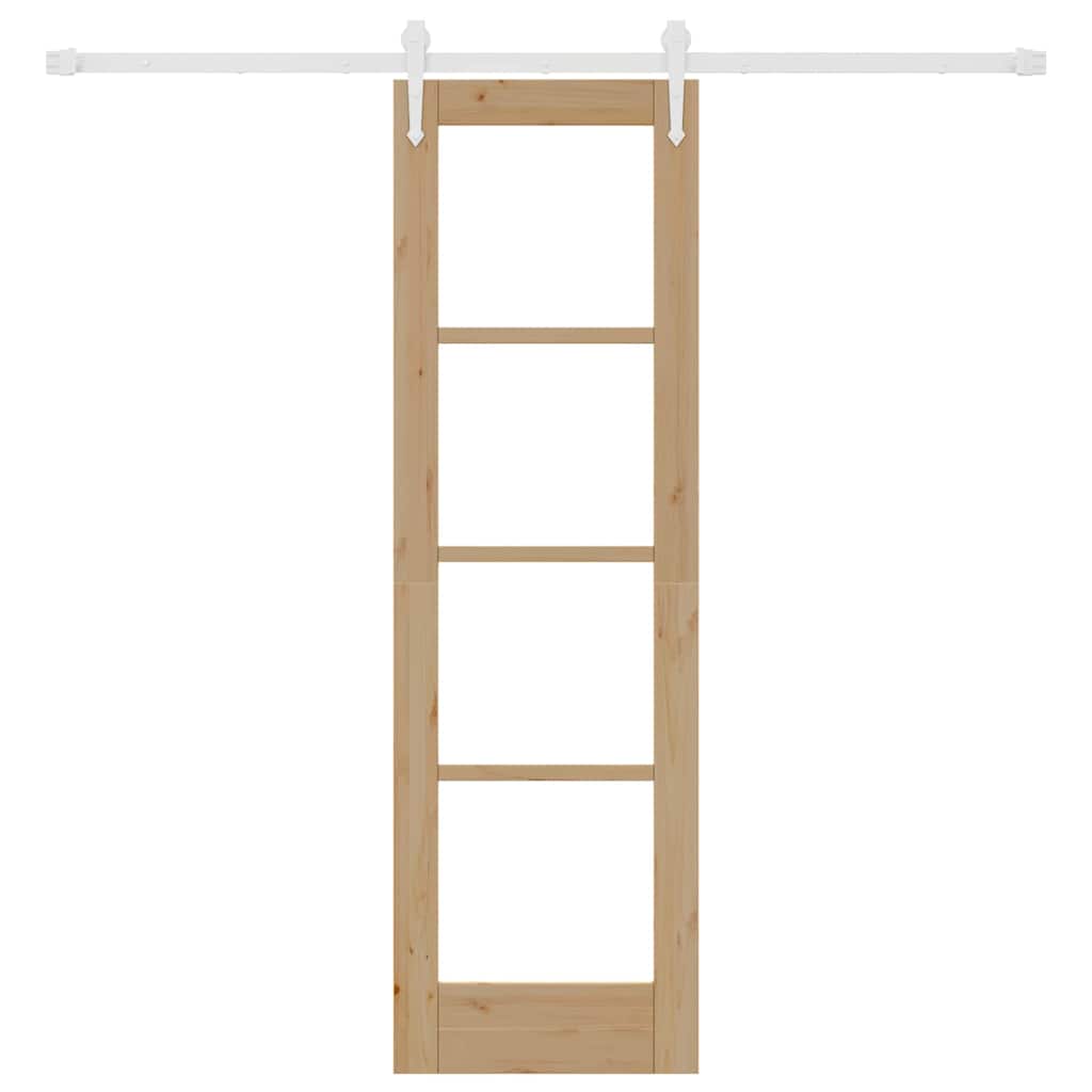 Skydedør Naturfarvet 61 x 198,5 cm Massivt fyrretræ og glas