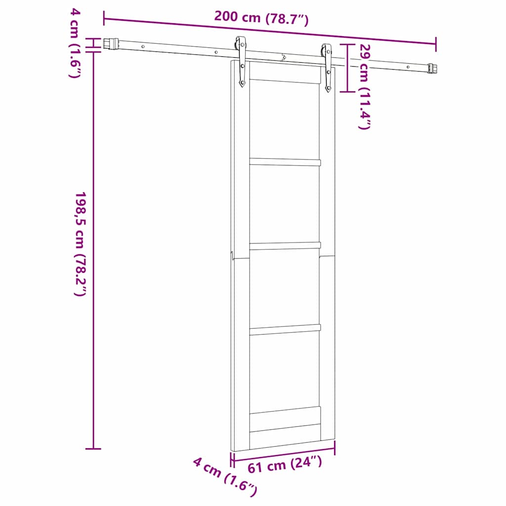 Skydedør Hvid 61 x 198,5 cm Massivt fyrretræ og glas