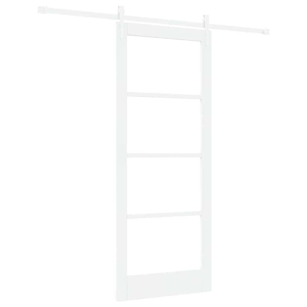 Skydedør Hvid 83 x 202 cm Massivt fyrretræ og glas