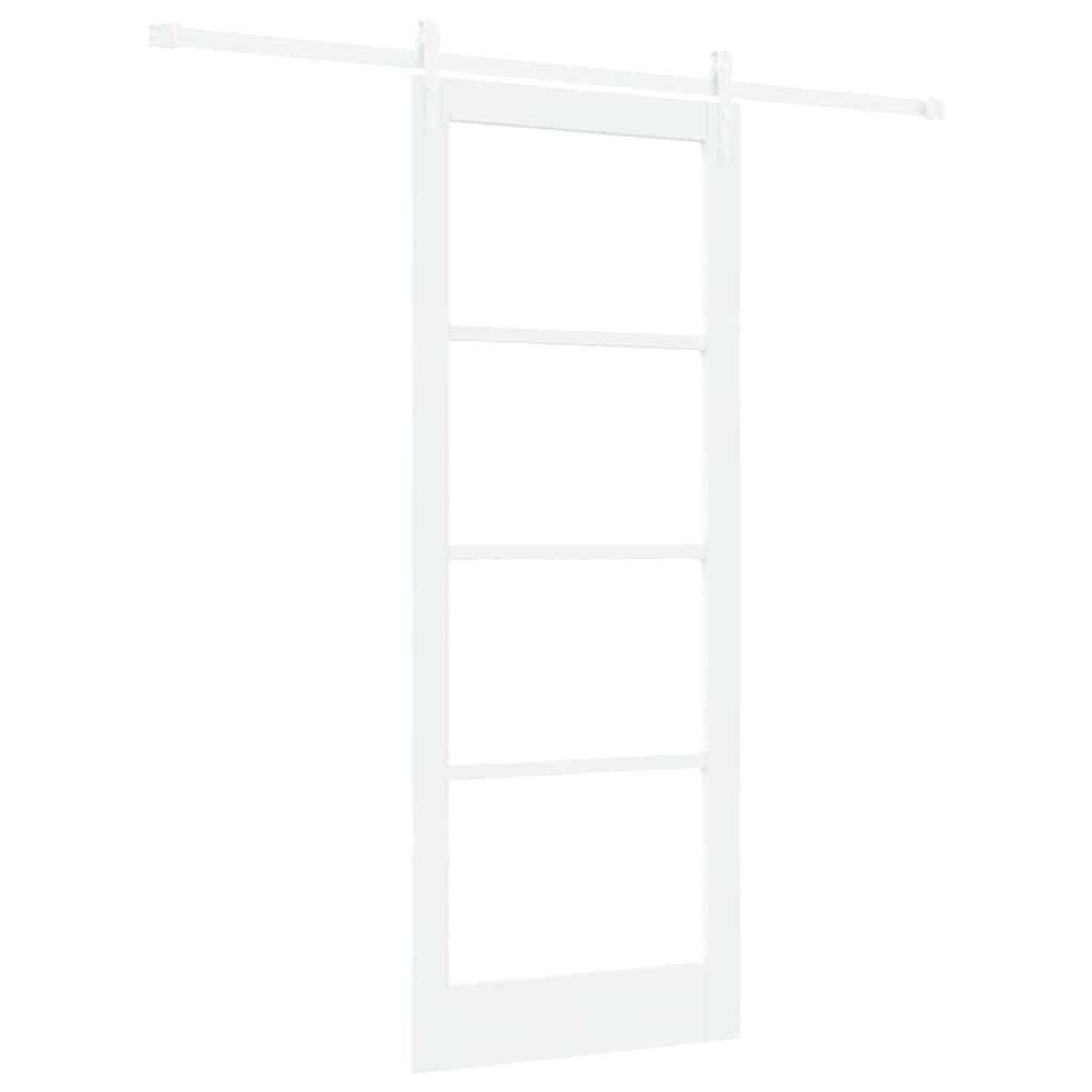 Skydedør Hvid 83 x 211 cm Massivt fyrretræ og glas