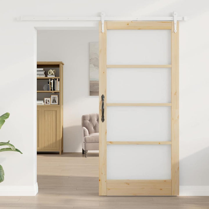 Skydedør Naturfarvet 93 x 202 cm Massivt fyrretræ og glas