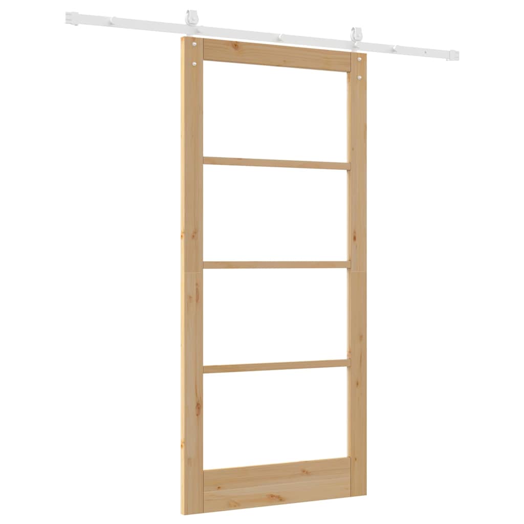Skydedør Naturfarvet 93 x 202 cm Massivt fyrretræ og glas