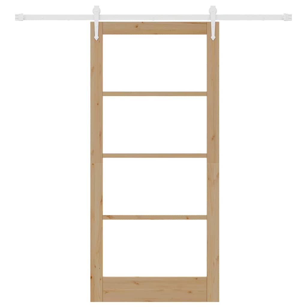 Skydedør Naturfarvet 93 x 202 cm Massivt fyrretræ og glas