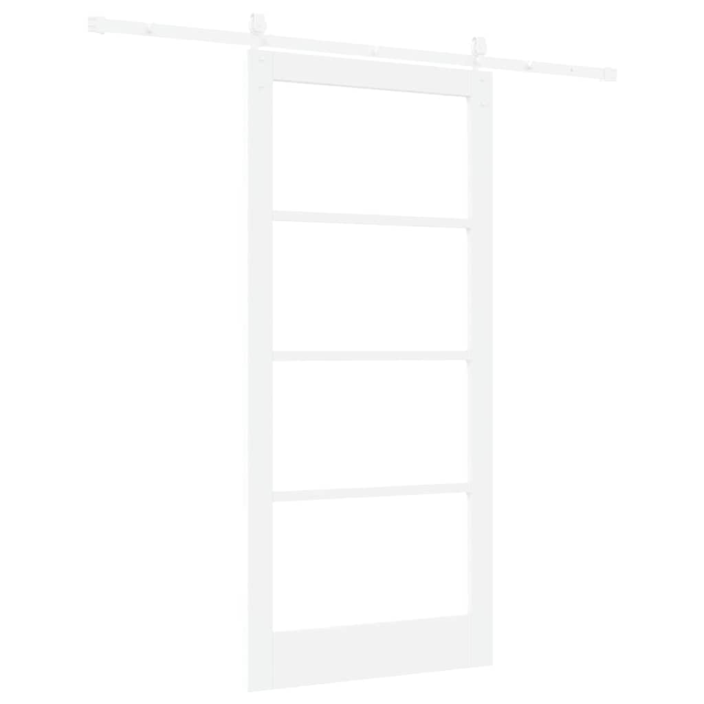 Skydedør Hvid 93 x 202 cm Massivt fyrretræ og glas