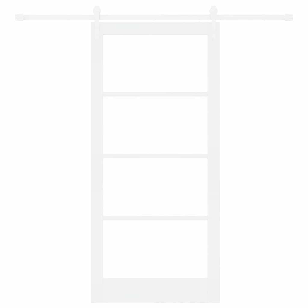 Skydedør Hvid 93 x 202 cm Massivt fyrretræ og glas