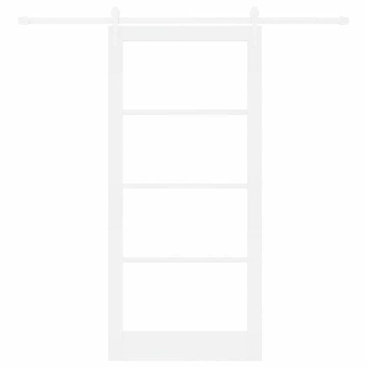 Skydedør Hvid 93 x 202 cm Massivt fyrretræ og glas