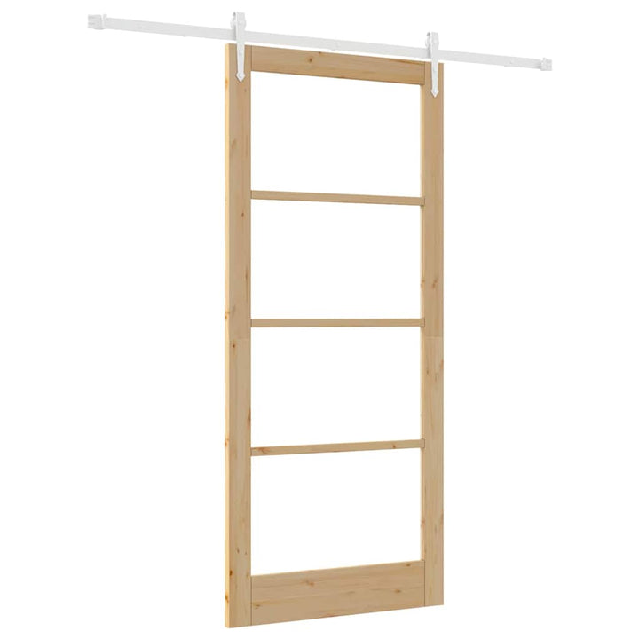 Skydedør Naturfarvet 93 x 211 cm Massivt fyrretræ og glas