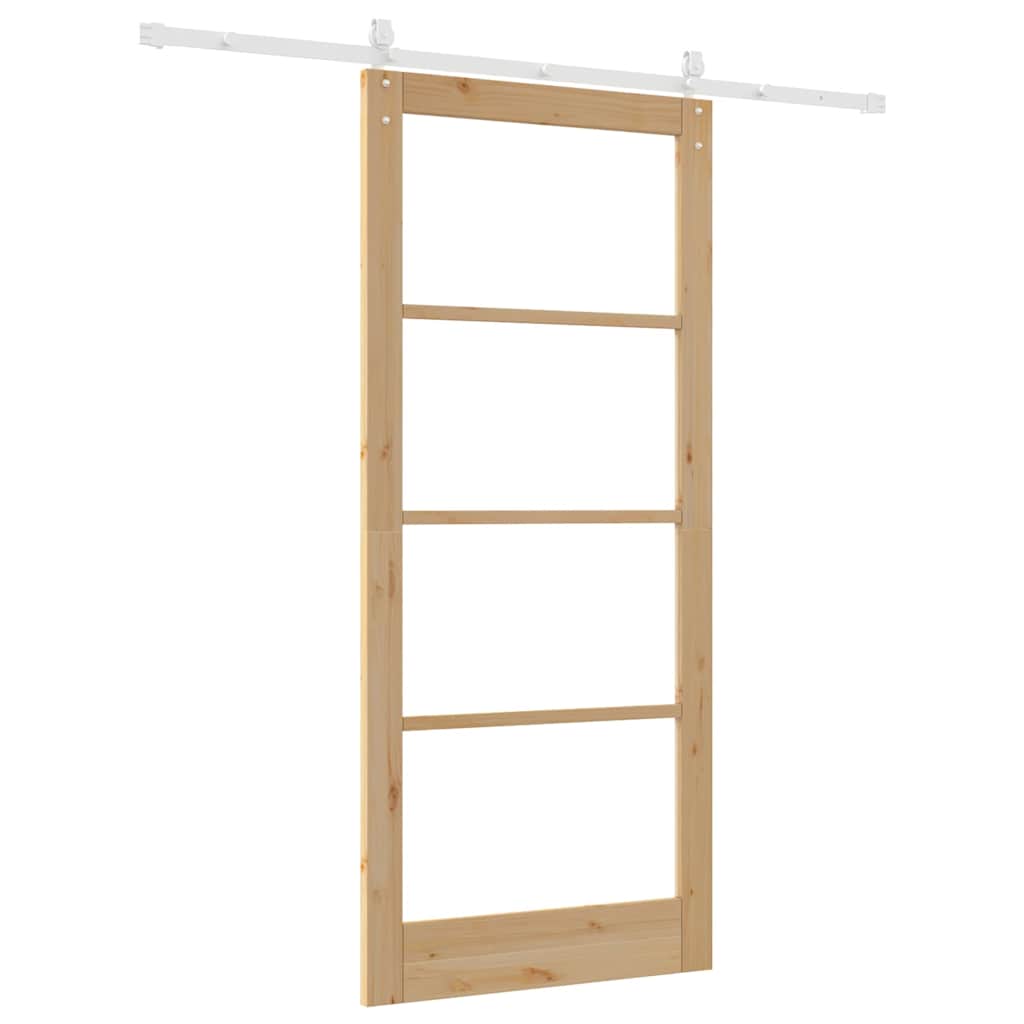 Skydedør Naturfarvet 93 x 211 cm Massivt fyrretræ og glas