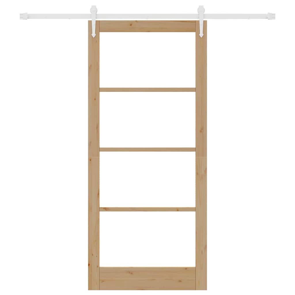 Skydedør Naturfarvet 93 x 211 cm Massivt fyrretræ og glas
