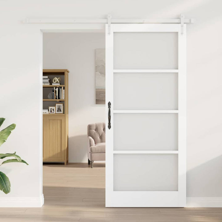 Skydedør Hvid 93 x 211 cm Massivt fyrretræ og glas