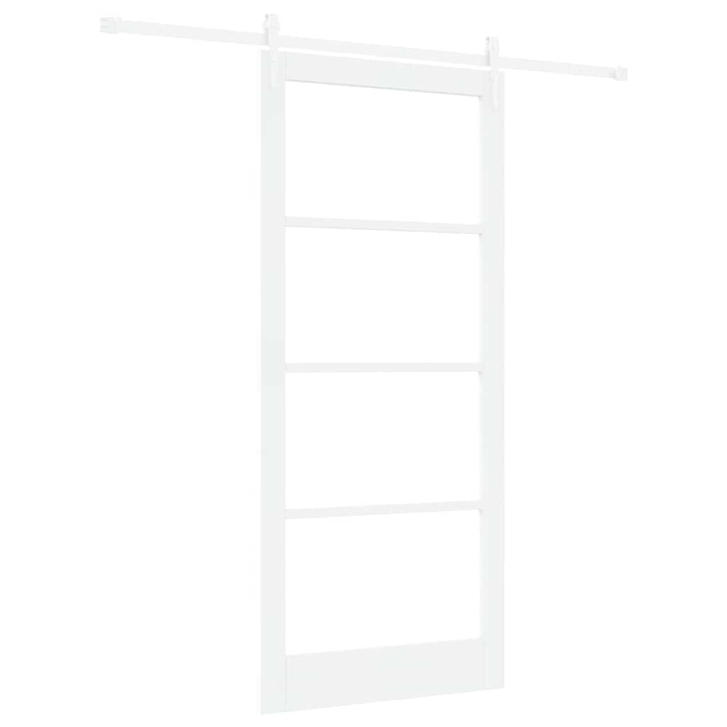Skydedør Hvid 93 x 211 cm Massivt fyrretræ og glas