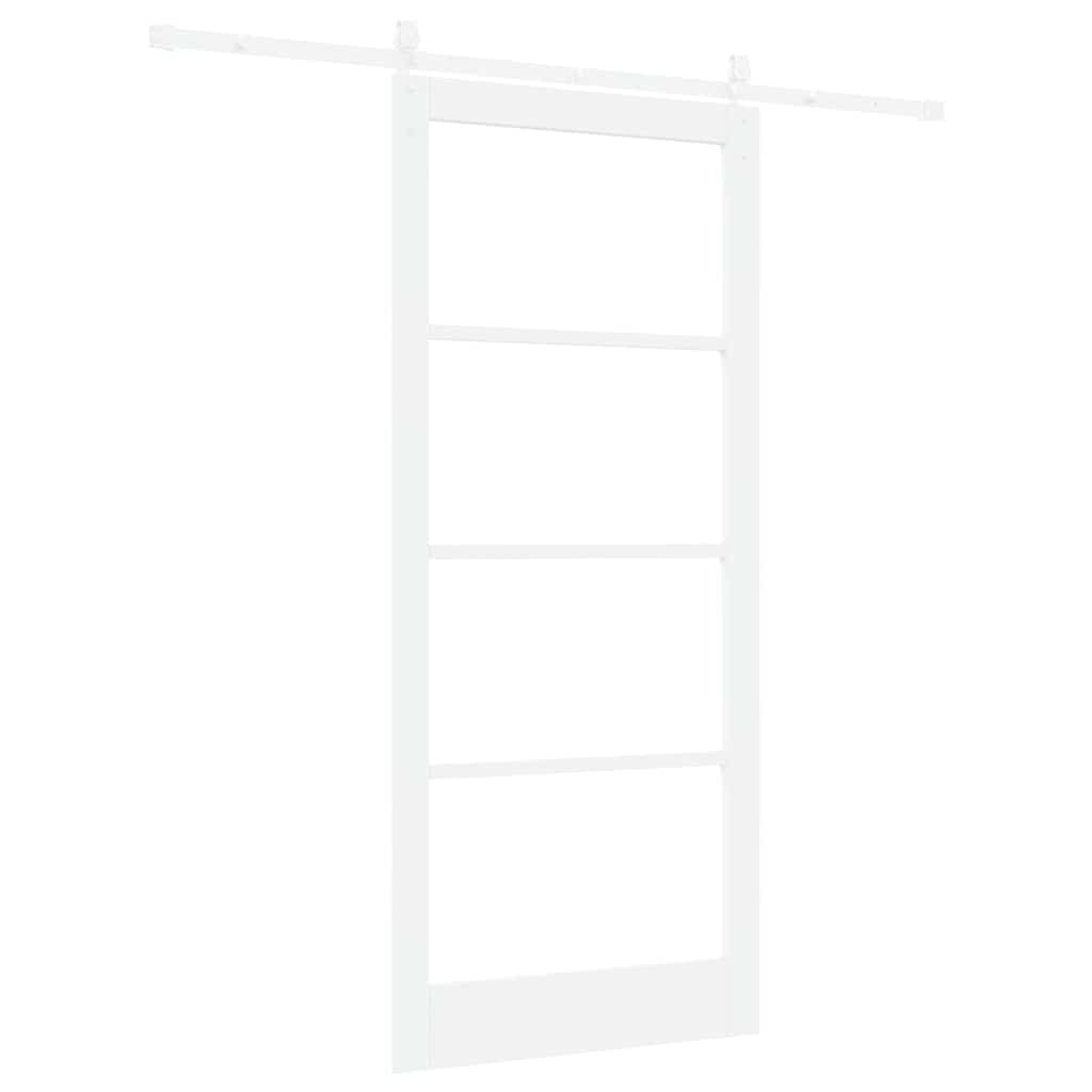 Skydedør Hvid 93 x 211 cm Massivt fyrretræ og glas
