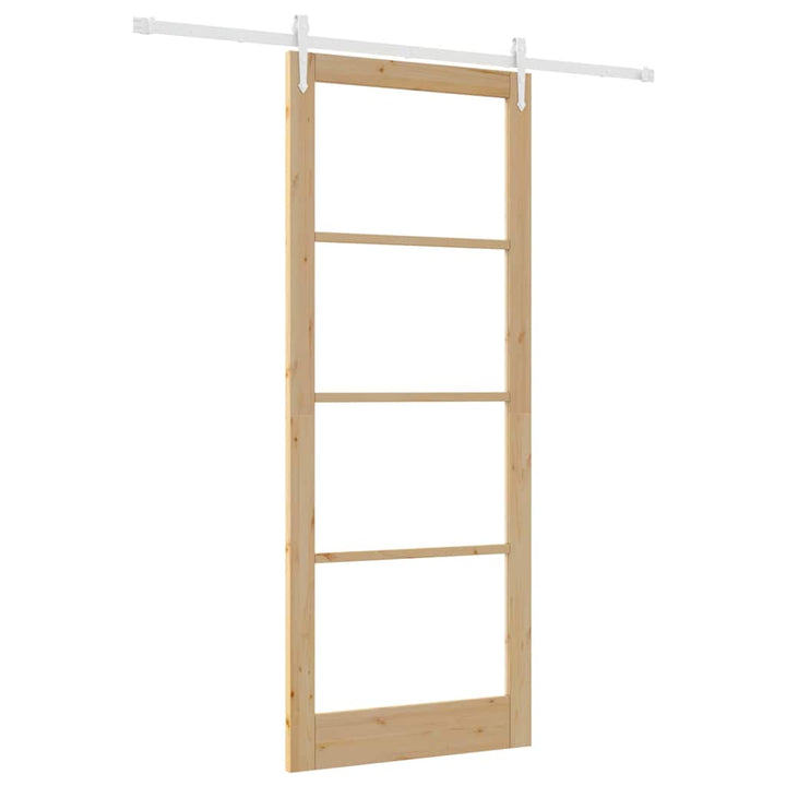 Skydedør Naturfarvet 93 x 232 cm Massivt fyrretræ og glas