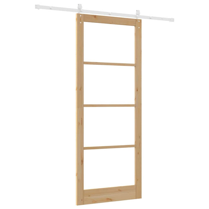 Skydedør Naturfarvet 93 x 232 cm Massivt fyrretræ og glas
