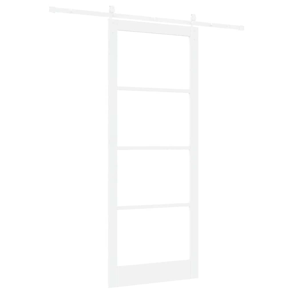 Skydedør Hvid 93 x 232 cm Massivt fyrretræ og glas