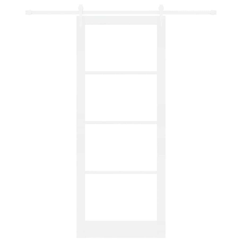 Skydedør Hvid 93 x 232 cm Massivt fyrretræ og glas
