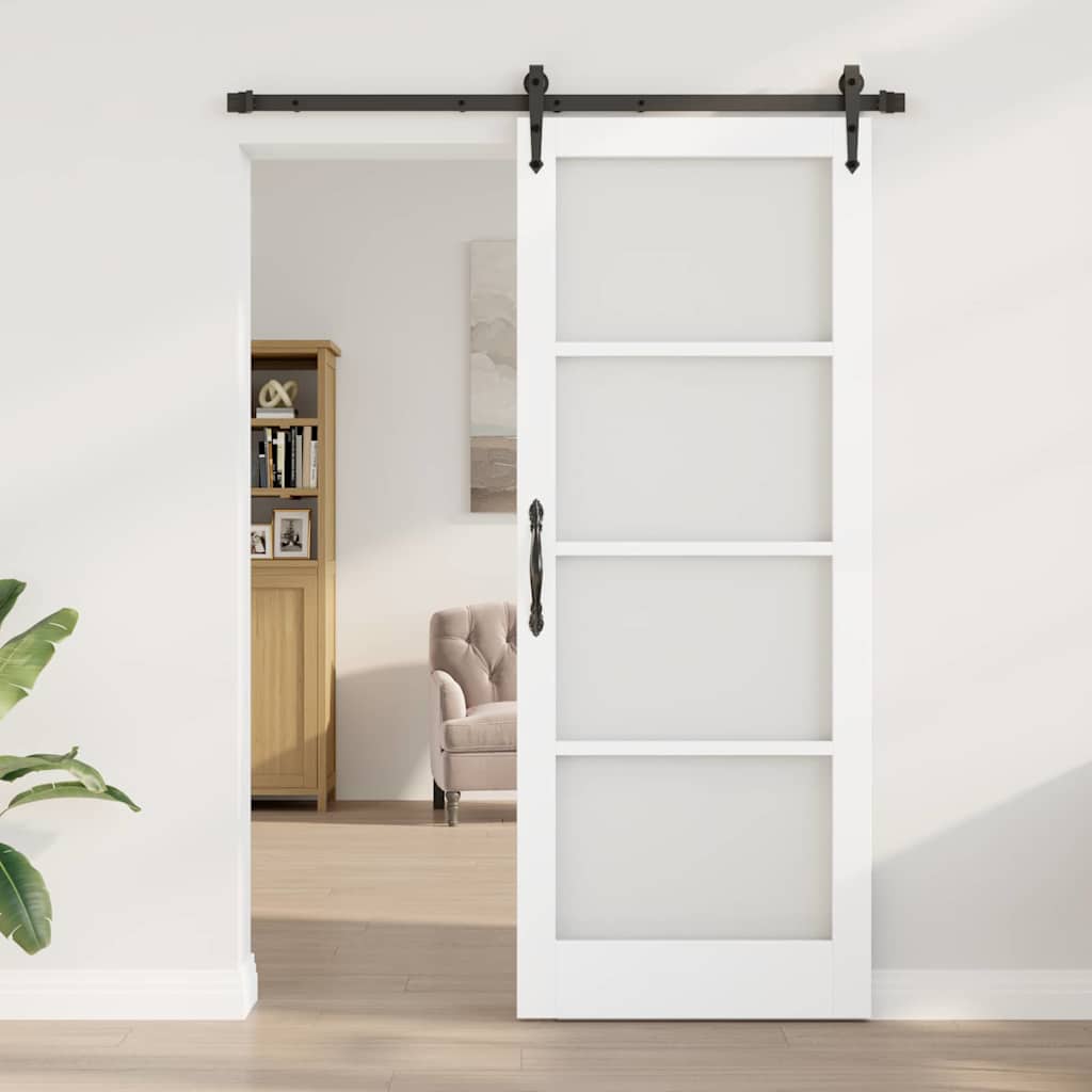 Skydedør ORKDAL Hvid 83 x 211 cm Massivt fyrretræ og glas