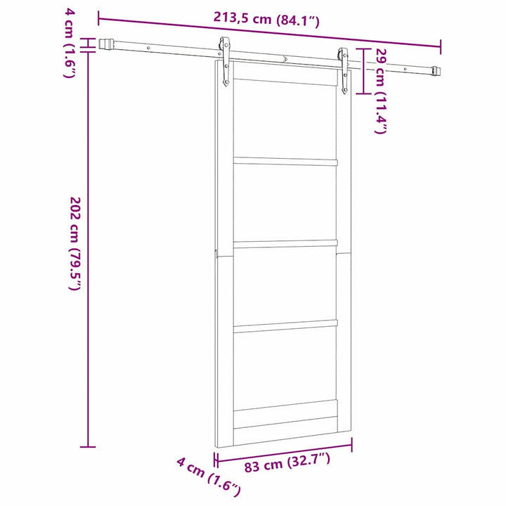 Skydedør ORKDAL Hvid 83 x 202 cm Massivt fyrretræ og glas