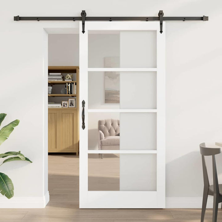 Skydedør ORKDAL Hvid 93 x 202 cm Massivt fyrretræ og glas
