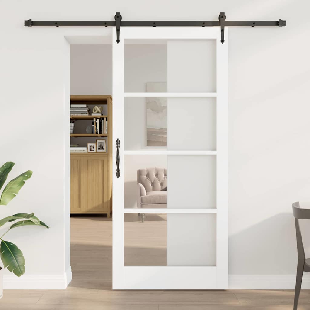 Skydedør ORKDAL Hvid 93 x 211 cm Massivt fyrretræ og glas