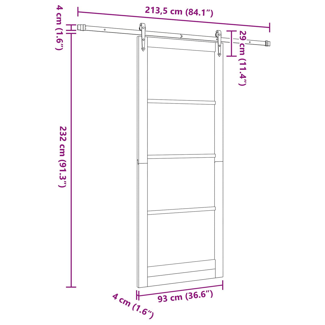 Skydedør ORKDAL Hvid 93 x 232 cm Massivt fyrretræ og glas
