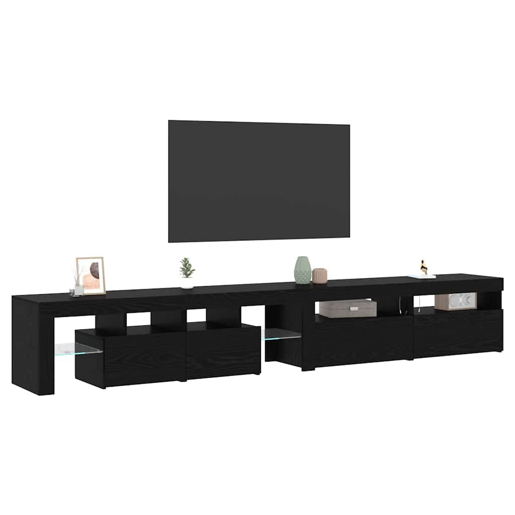TV-skab 3 pcs Sort eg 260 x 37 x 40 cm Konstrueret træ