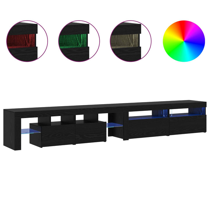TV-skab med LED 3 pcs Sort eg 260 x 37 x 40 cm Konstrueret træ