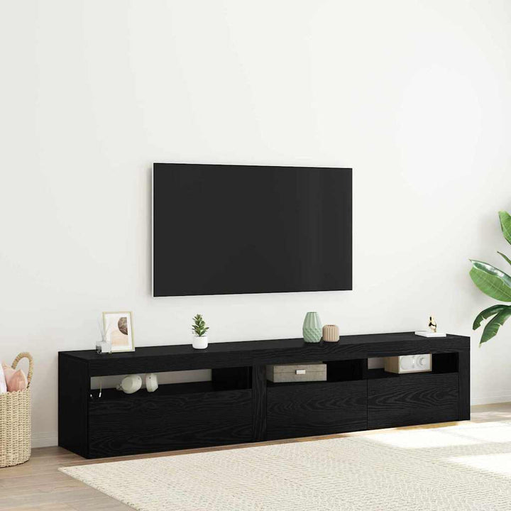 TV-skab 2 pcs Sort eg 195 x 35 x 40 cm Konstrueret træ