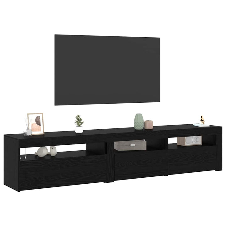 TV-skab 2 pcs Sort eg 195 x 35 x 40 cm Konstrueret træ