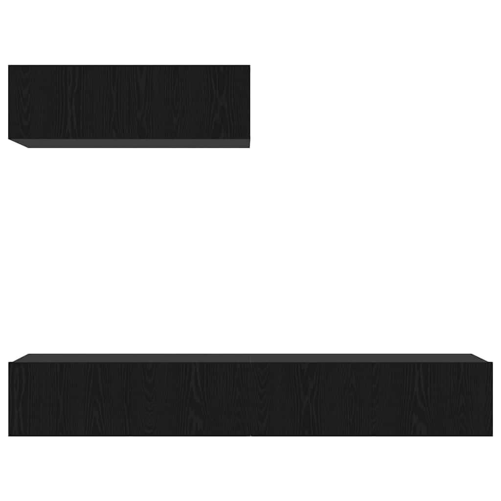TV-møbelsæt Vægmonteret 3 pcs Sort eg Konstrueret træ