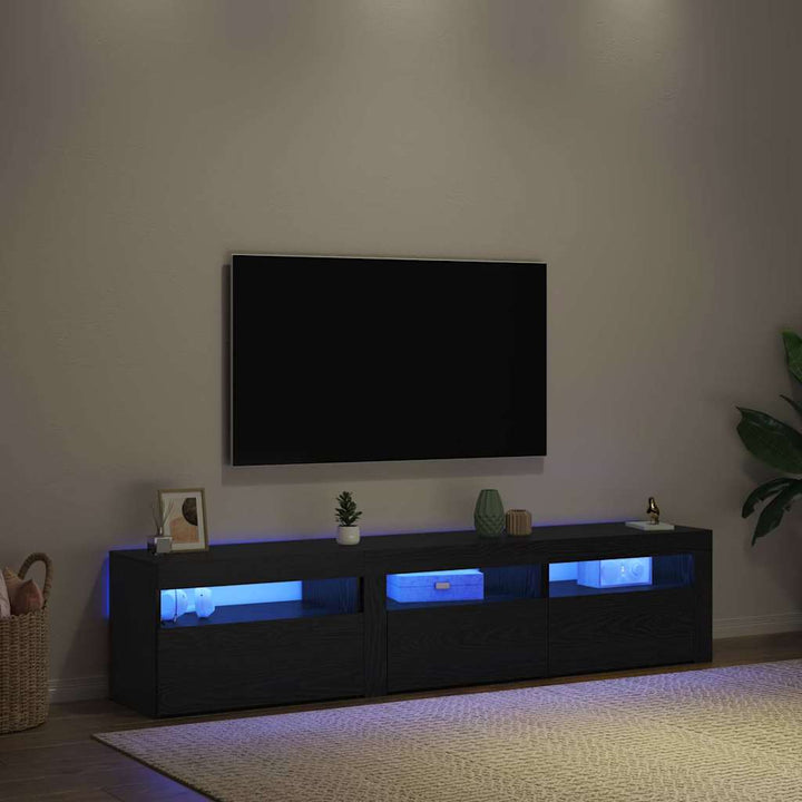 TV-skab 2 pcs Sort eg 180 x 35 x 40 cm Konstrueret træ