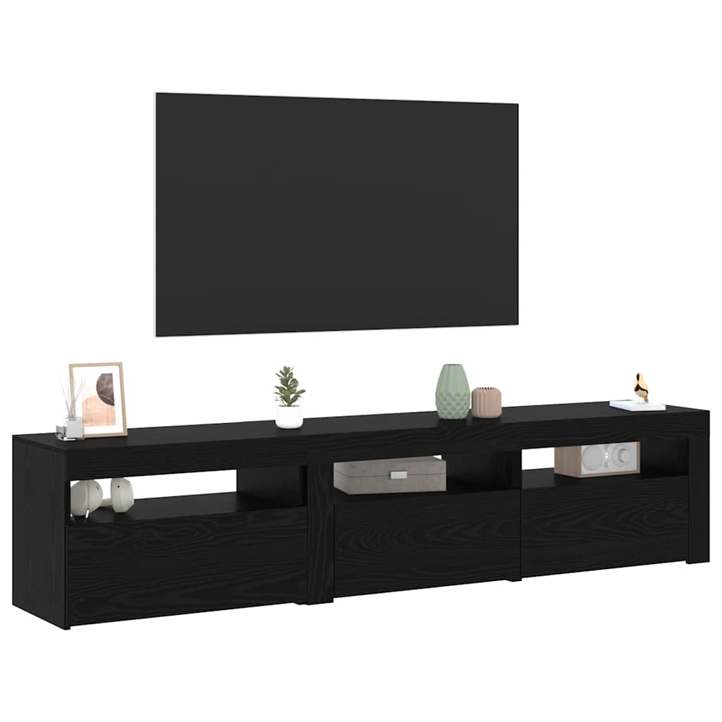 TV-skab 2 pcs Sort eg 180 x 35 x 40 cm Konstrueret træ
