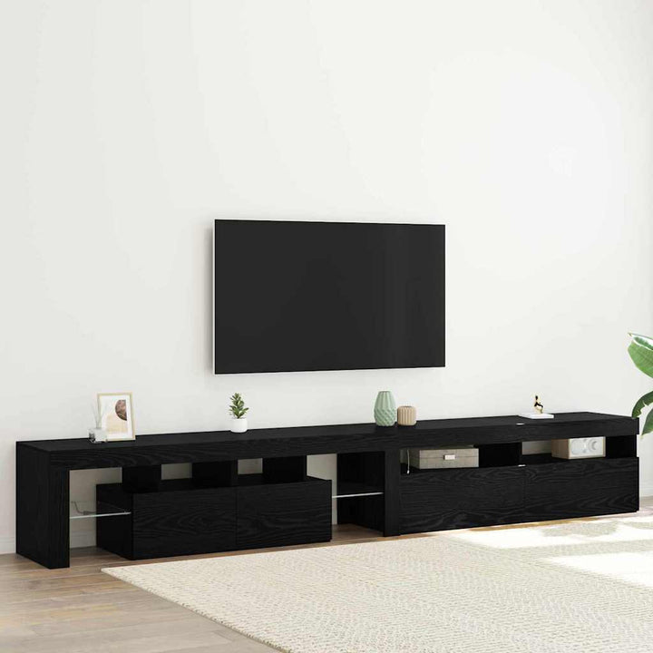 TV-skab 2 pcs Sort eg 260 x 37 x 40 cm Konstrueret træ