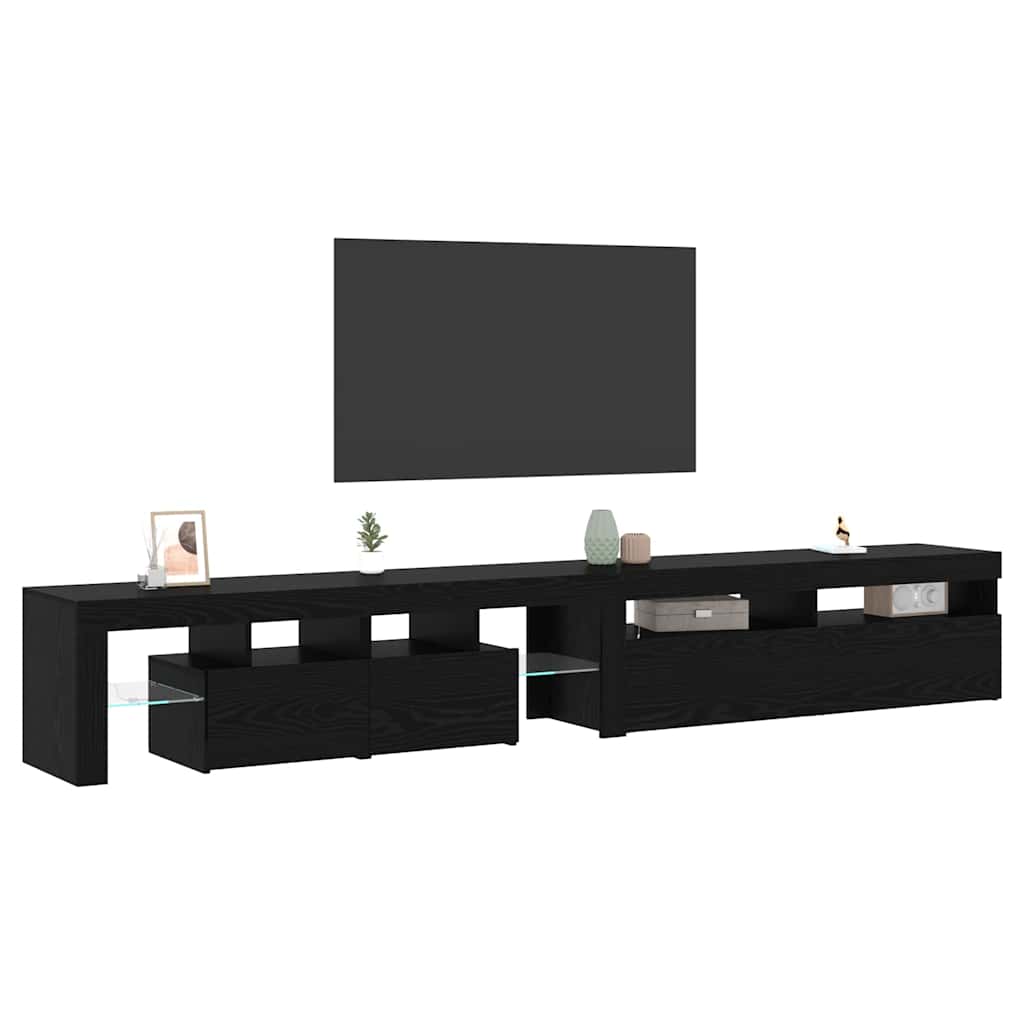 TV-skab 2 pcs Sort eg 260 x 37 x 40 cm Konstrueret træ