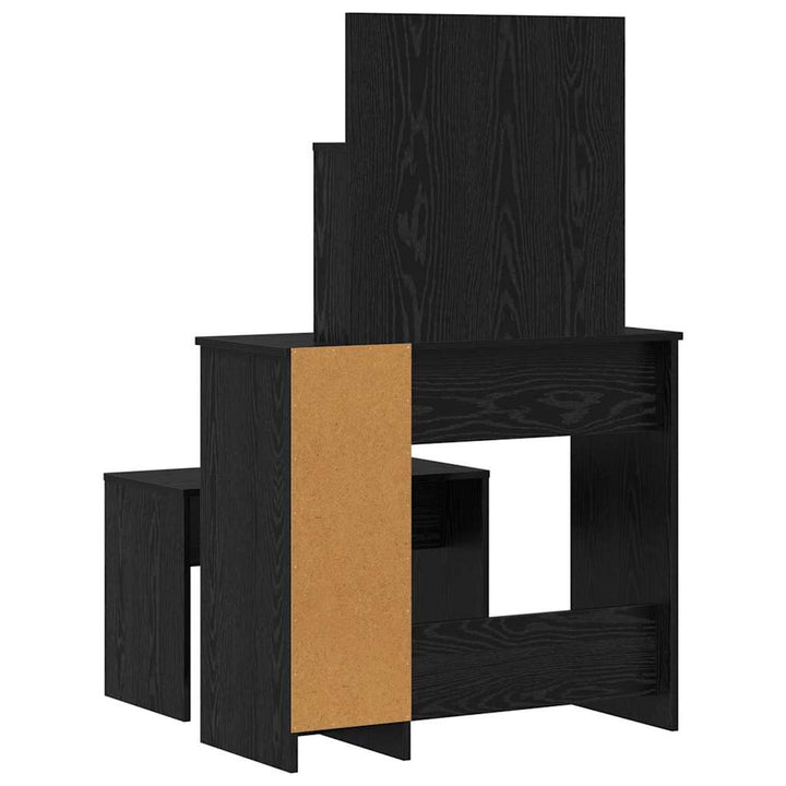 LED Smykkebord Set med spejllys 2 pcs Sort eg Konstrueret træ