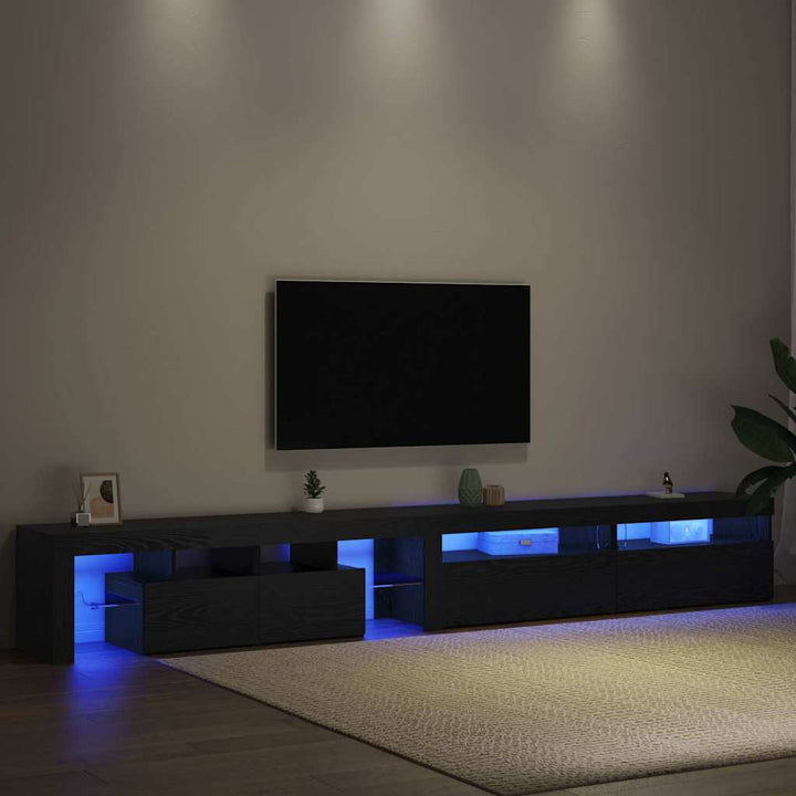 TV-skab 3 pcs Sort eg 290 x 36,5 x 40 cm Konstrueret træ