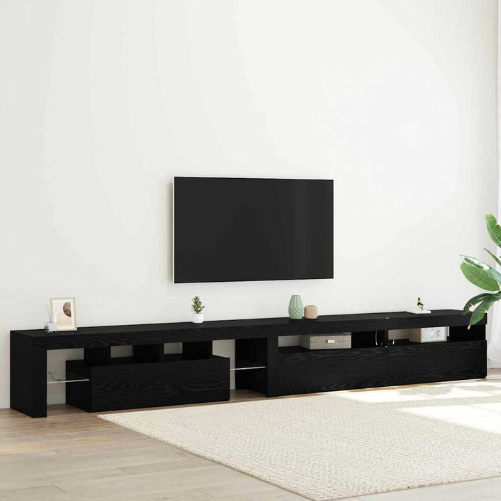 TV-skab 3 pcs Sort eg 290 x 36,5 x 40 cm Konstrueret træ
