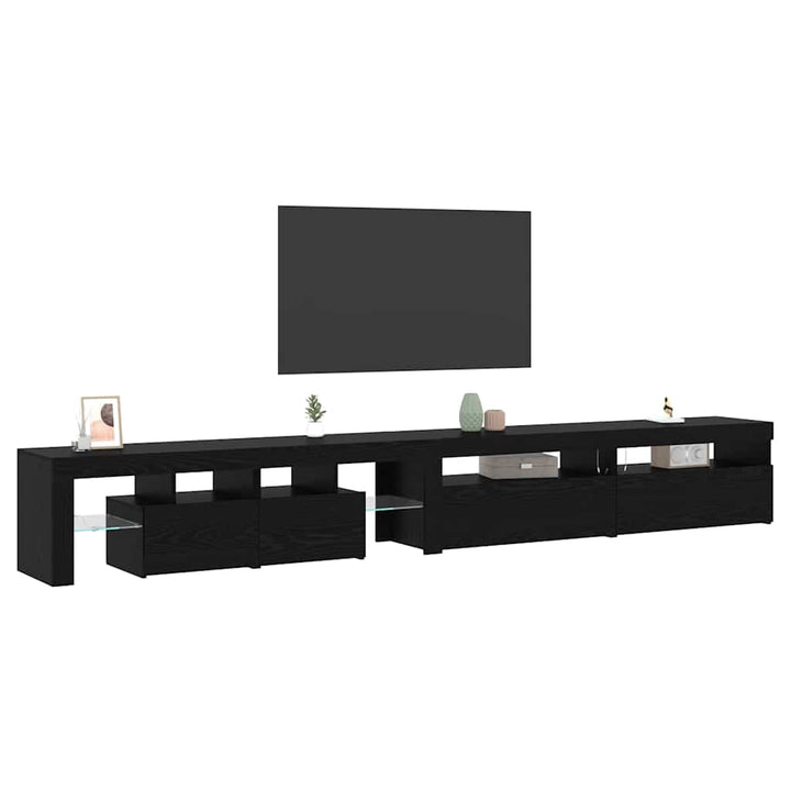 TV-skab 3 pcs Sort eg 290 x 36,5 x 40 cm Konstrueret træ