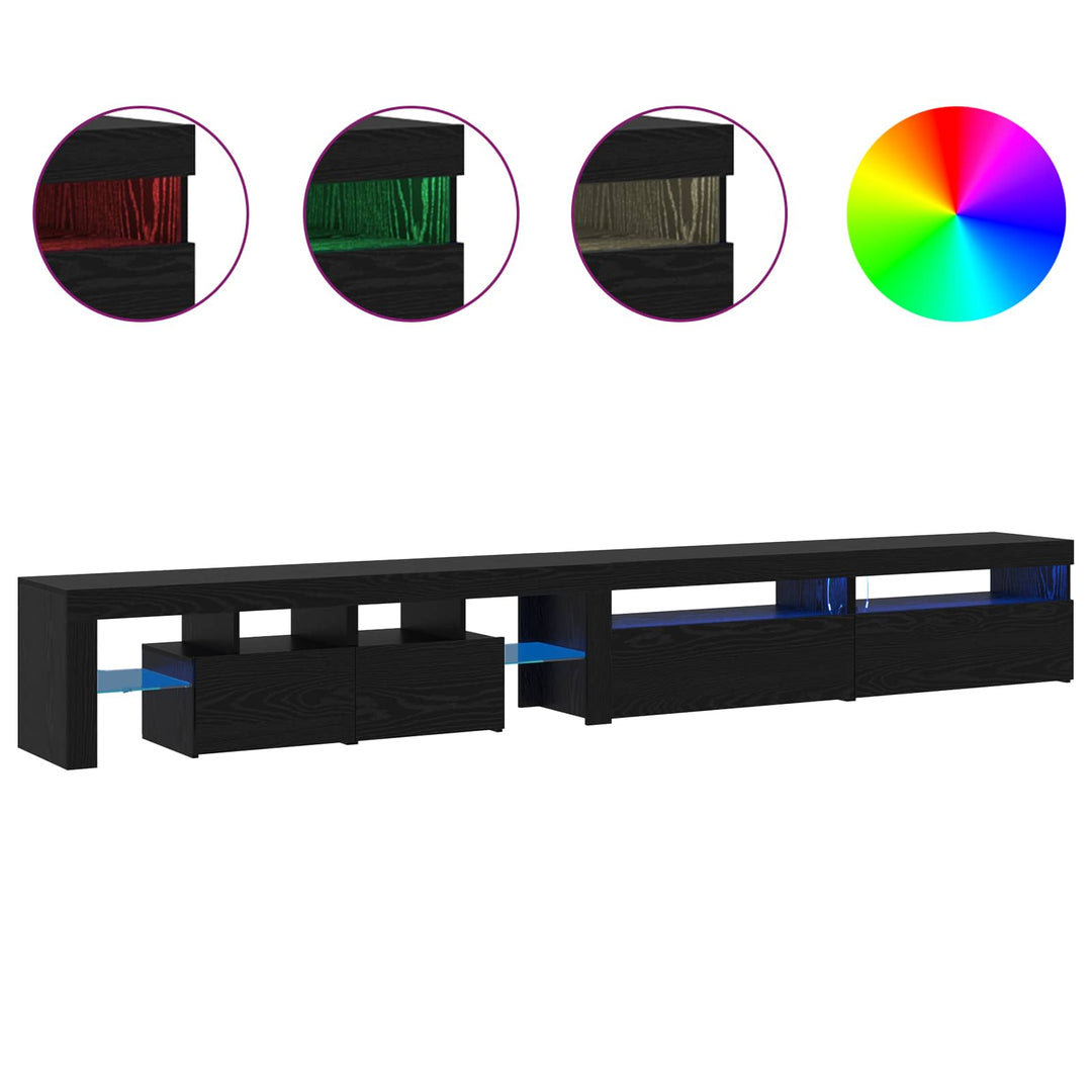 TV-skab 3 pcs Sort eg 290 x 36,5 x 40 cm Konstrueret træ