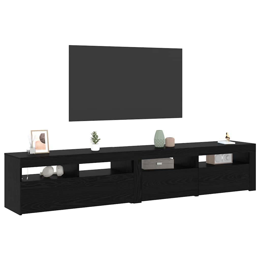 TV-skab 2 pcs Sort eg 210 x 35 x 40 cm Konstrueret træ