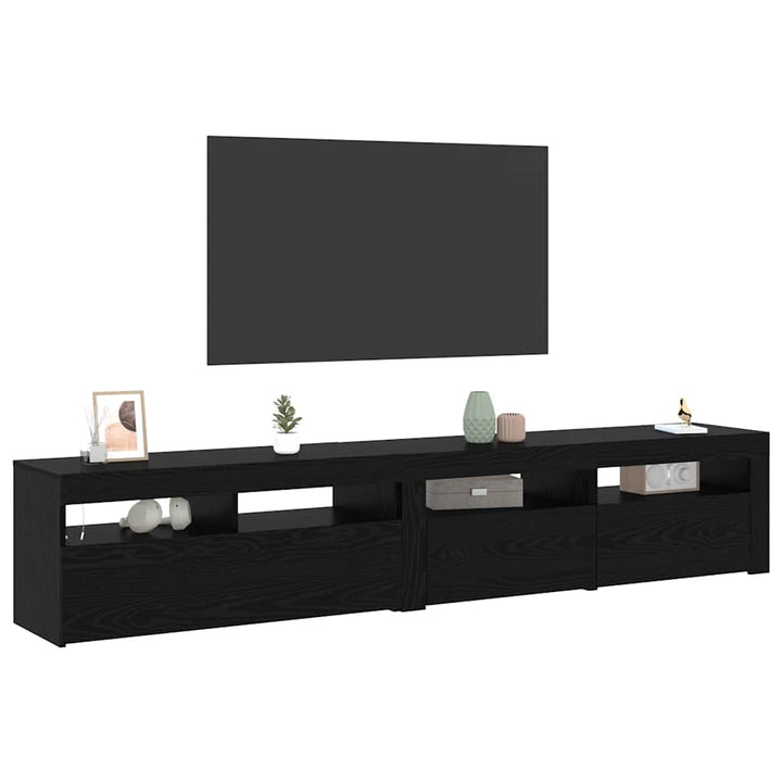TV-skab 2 pcs Sort eg 210 x 35 x 40 cm Konstrueret træ