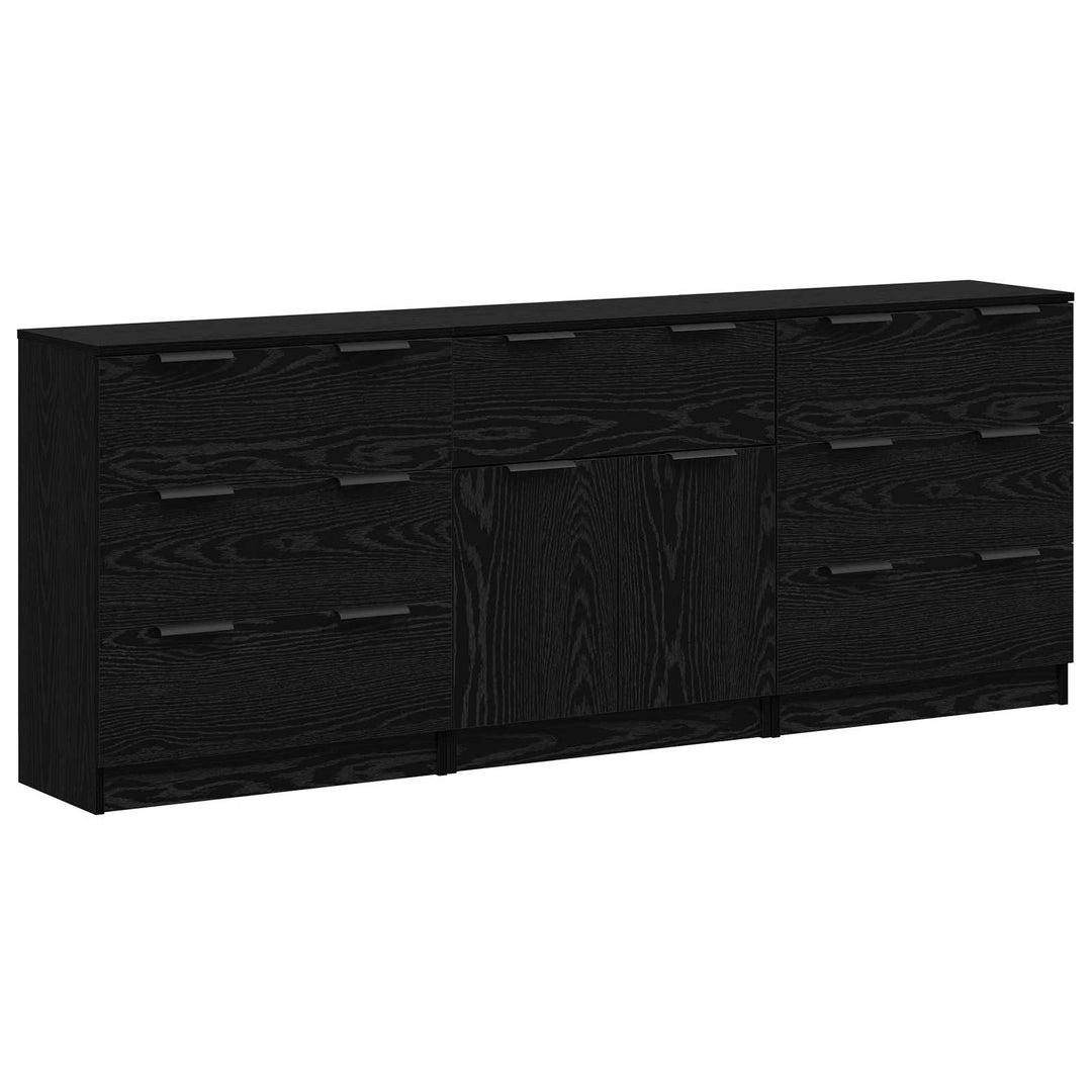 Sideboard 3 stk. Sort eg 181 x 30 x 70 cm Konstrueret træ