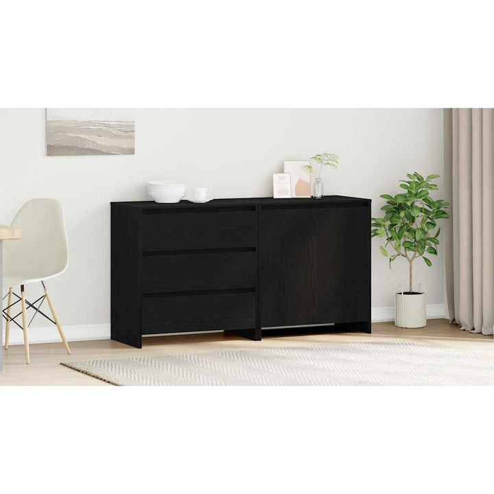 Sideboard med skuffe 2 pcs Sort 70 x 41 x 75 cm Konstrueret træ