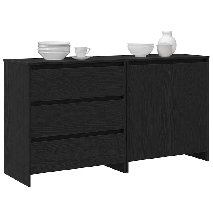 Sideboard 2 stk. Sort 70 x 41 x 75 cm Konstrueret træ