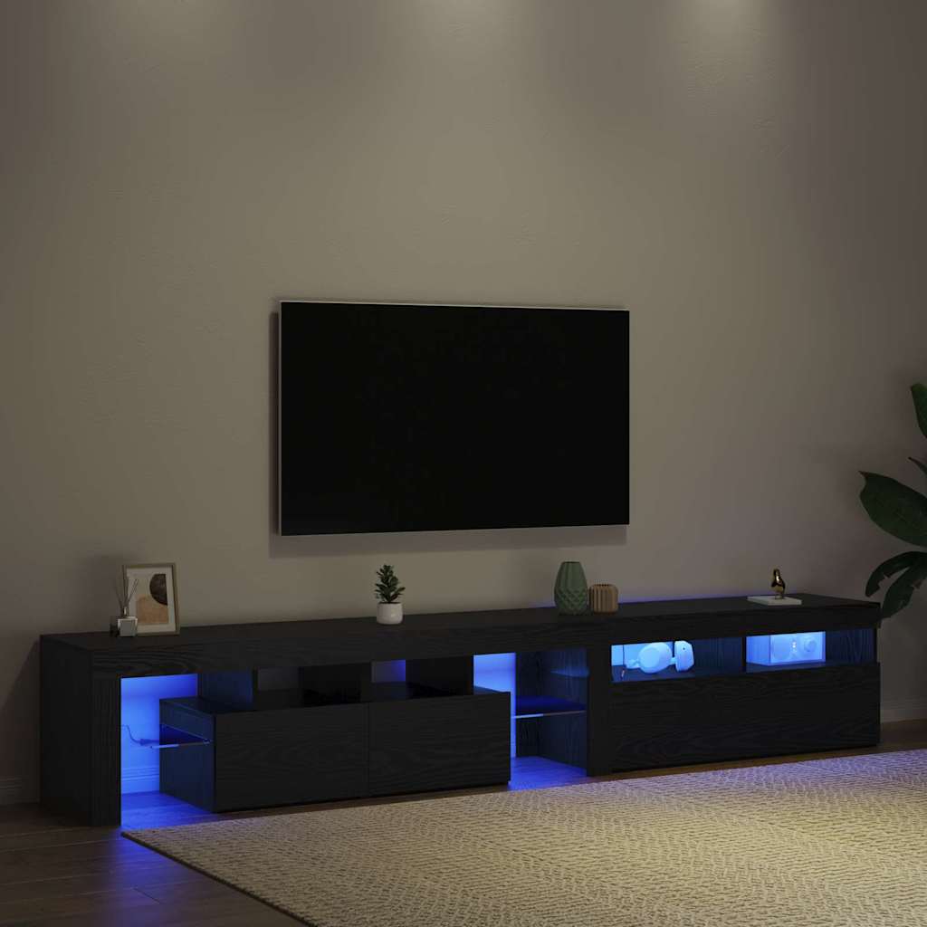 TV-skab 2 pcs Sort eg 230 x 36,5 x 40 cm Konstrueret træ