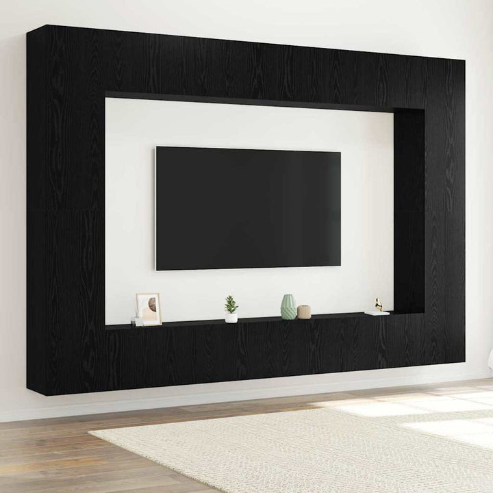 TV-møbelsæt 8 pcs Sort eg 100 x 30 x 30 cm Konstrueret træ